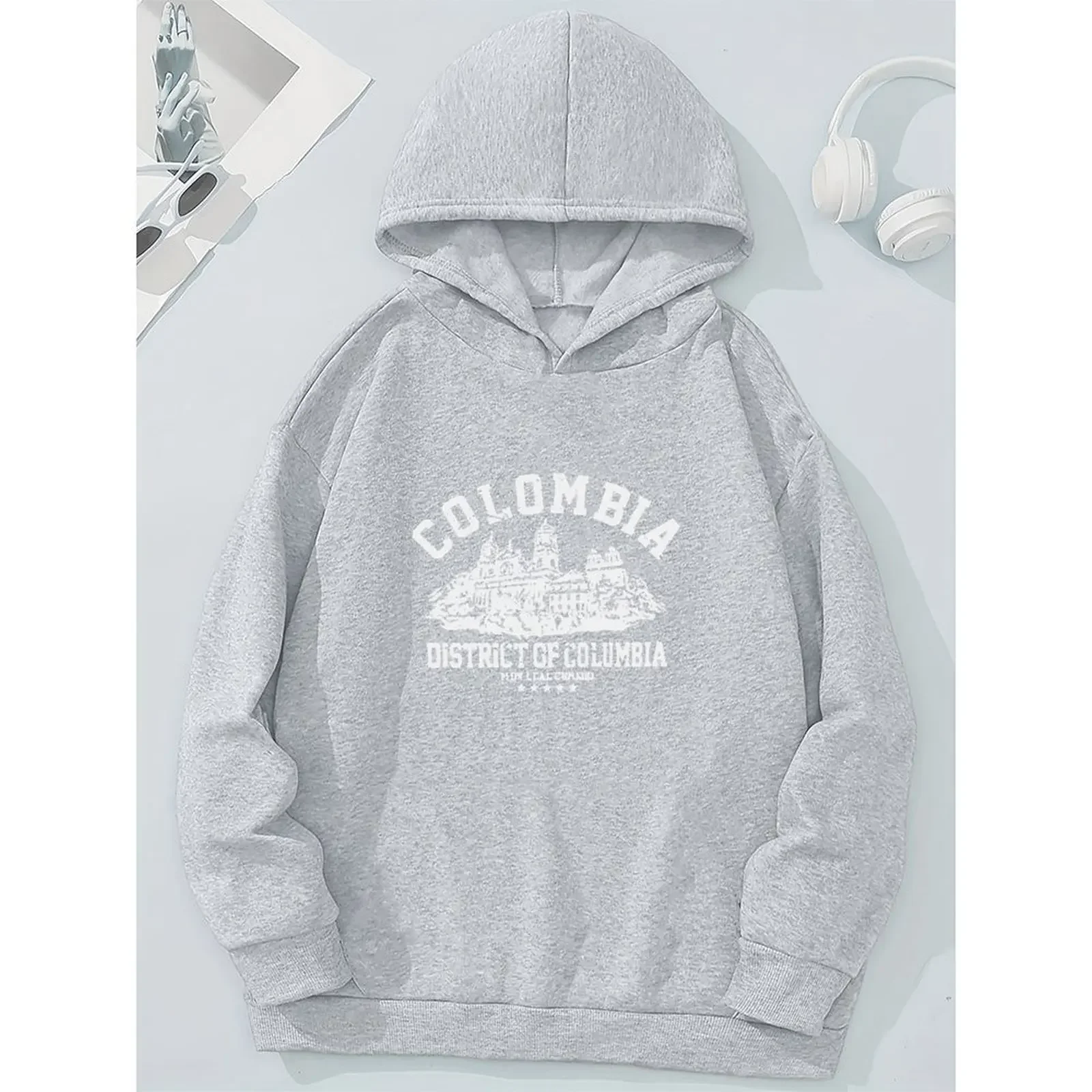 Women Fashion Plus Velvet Casual Loose Sweatshirt Loose Pullovers Winter Comfortable Berry Printed Hoodies Long Sleeve Tops