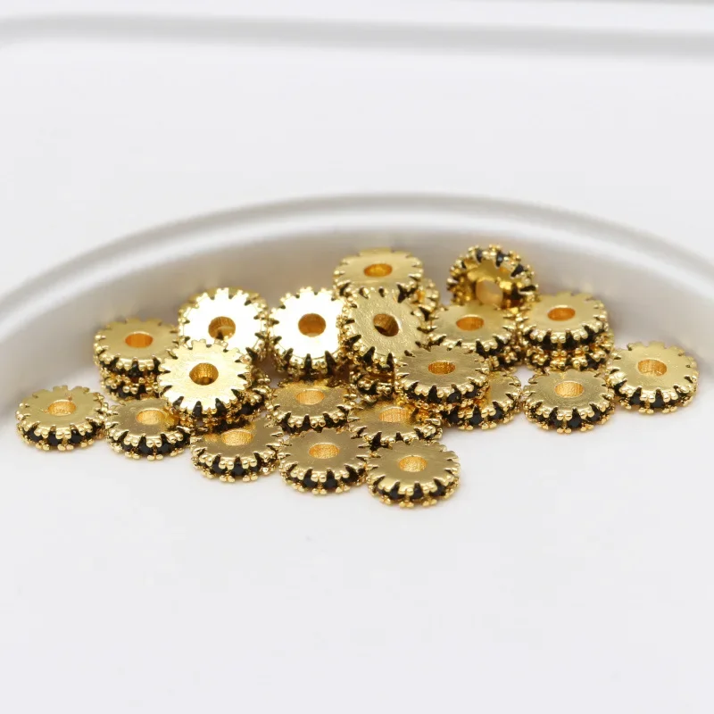 5 Pc18k Copper Color Gear Gold-plated Spacer Beads Jewelry DIY Bracelet Necklace Crystal Pearl Hand Beaded Accessories Wholesale