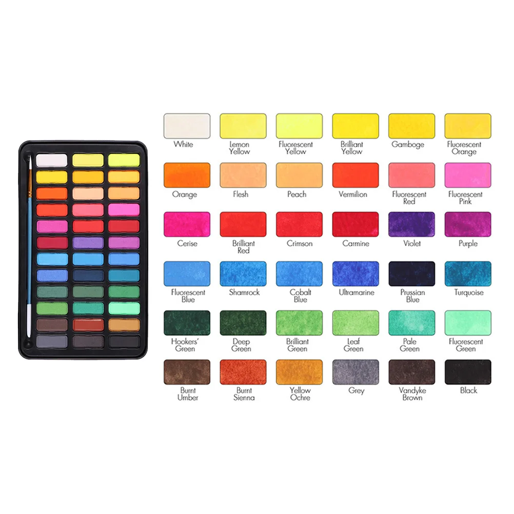 

36 Color Fundamental Watercolor Pan Set Watercolor Artist Set Watercolor Painting Kit for Artists Students Beginners
