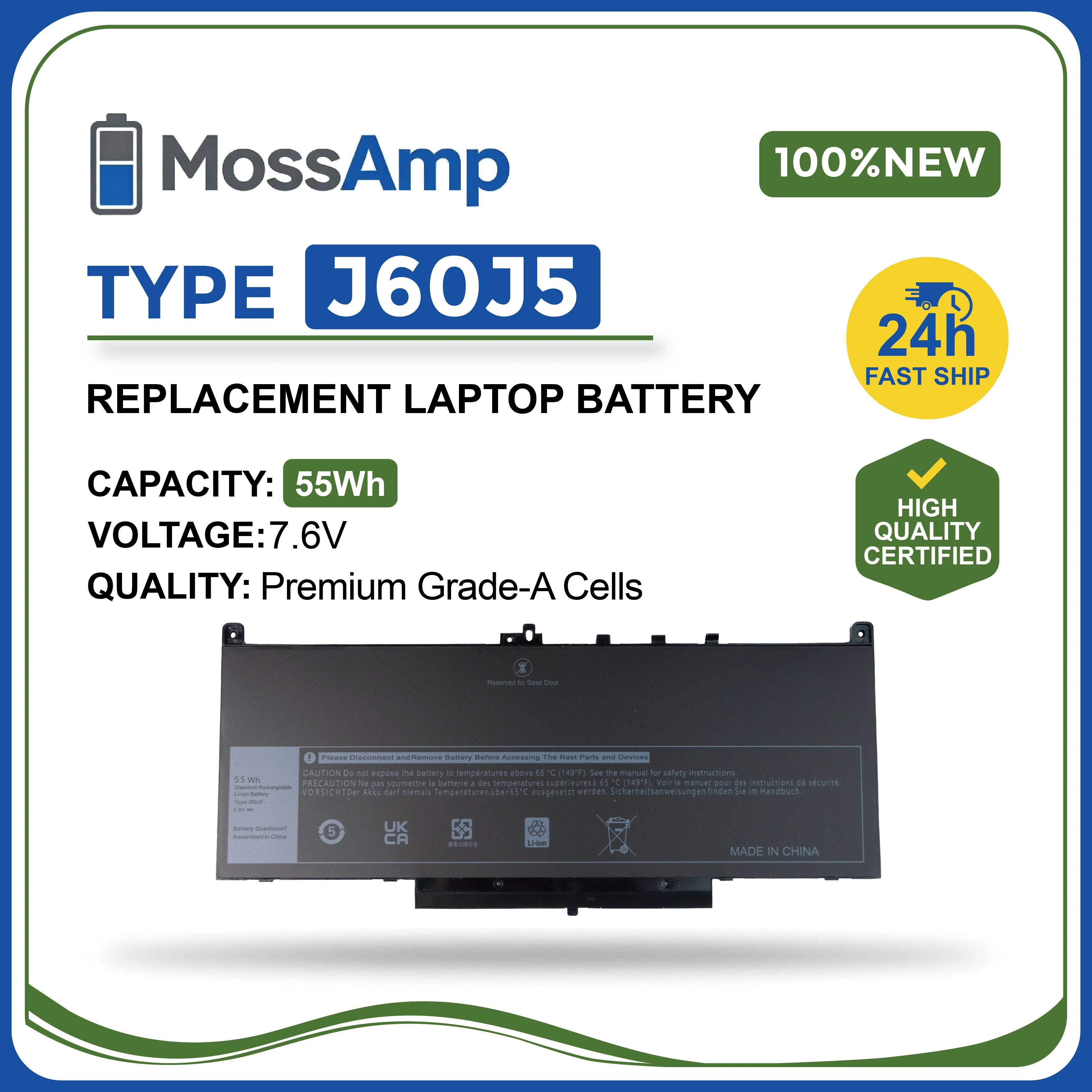 

MossAmp J60J5 for DELL Latitude E7270 E7470 12 E7270 E7470 fits 0579TY 579TY V6VMN