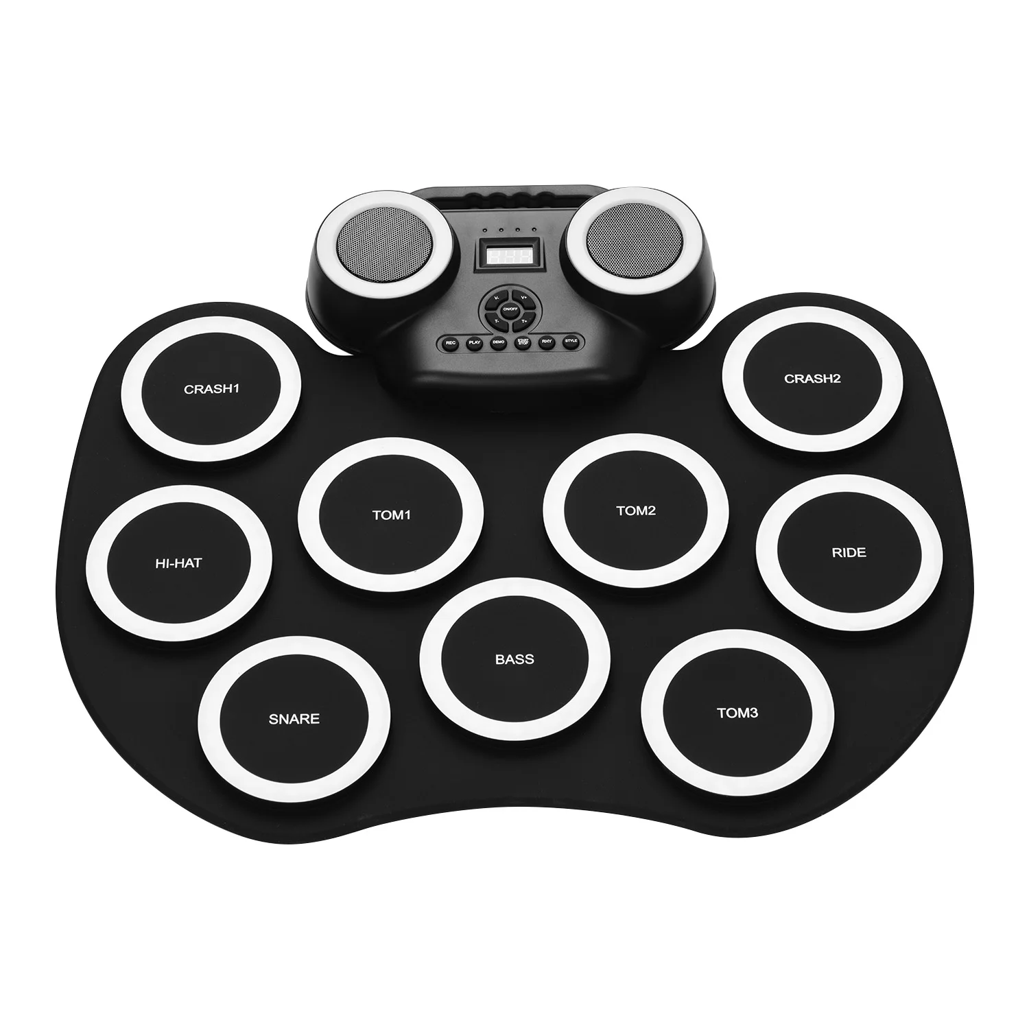 

2025 Portable Roll-Up Silicone Electronic Drum Pad Digital Kit with Built-in Speakers