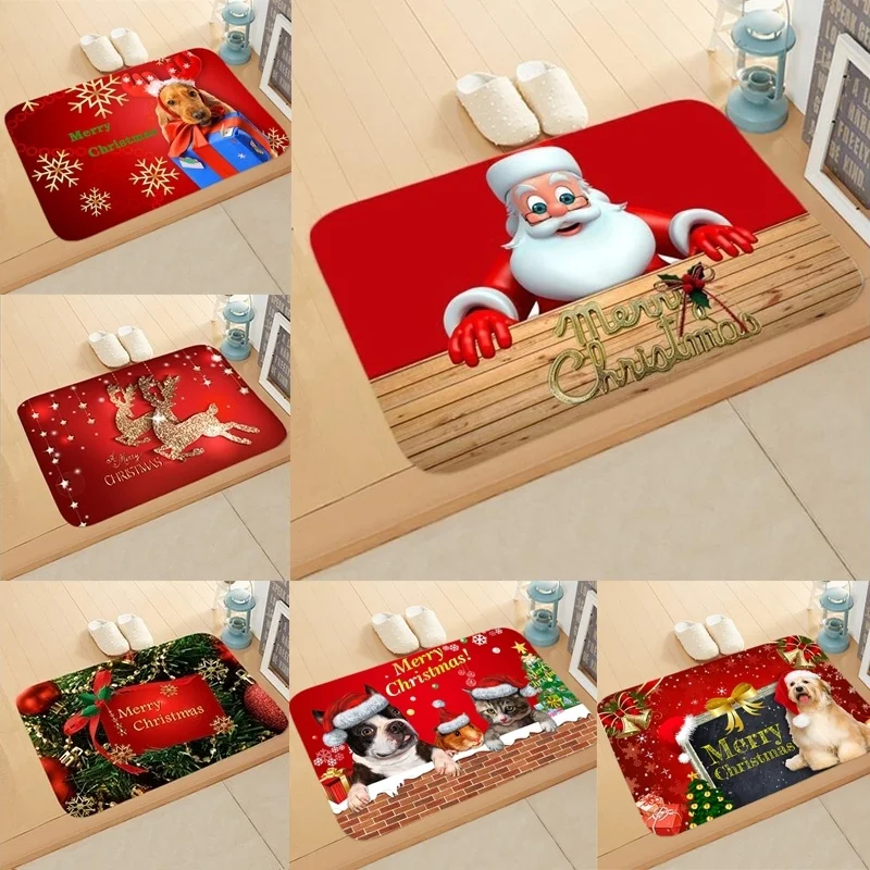 

1 Piece Christmas Door Mat Floor Carpet Outdoor Rugs Room Santa Claus Merry Christmas Decorations For Home Gift Xmas Natale