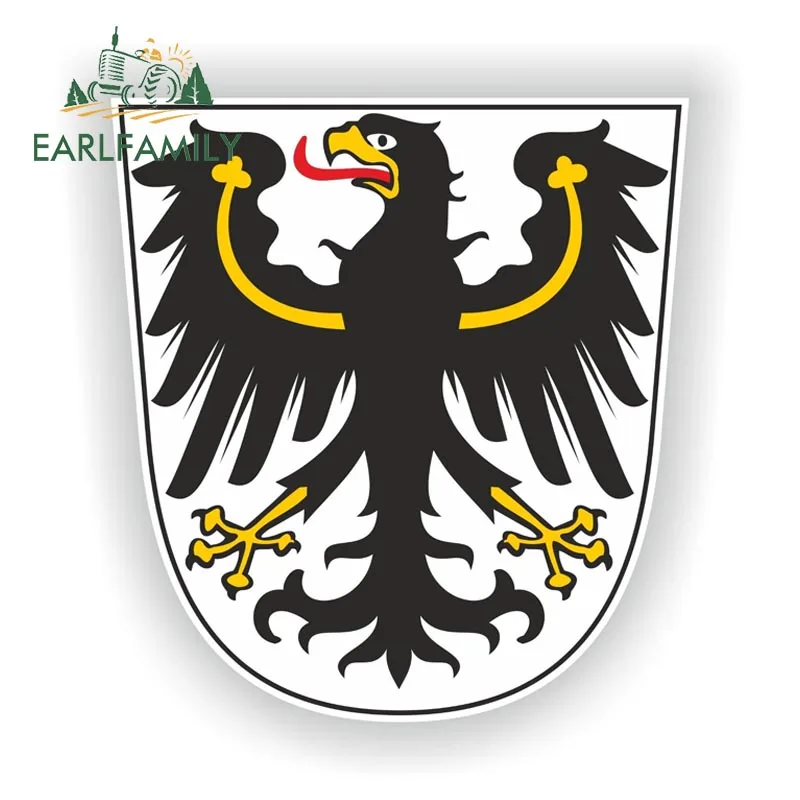 EARLFAMILY 13cm x 12.3cm East Prussia Sticker Coat of Arms Teutonic Knights Crest Bumper Car Window Decal Waterproof Car Sticker