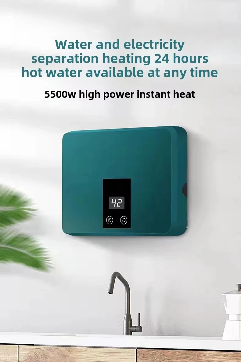 Small Mini Electric Water Heater Plastic Wall-mounted House Instantaneous Fast Heating Constant Temperature Feature English