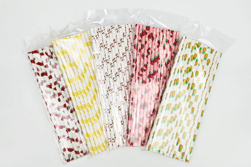 25Pcs Obst Papier Strohhalme Ananas Erdbeere Zitrone Trinkhalme Kreative Geburtstag Hochzeit Party Decor Liefert Baby Dusche – Detail 1