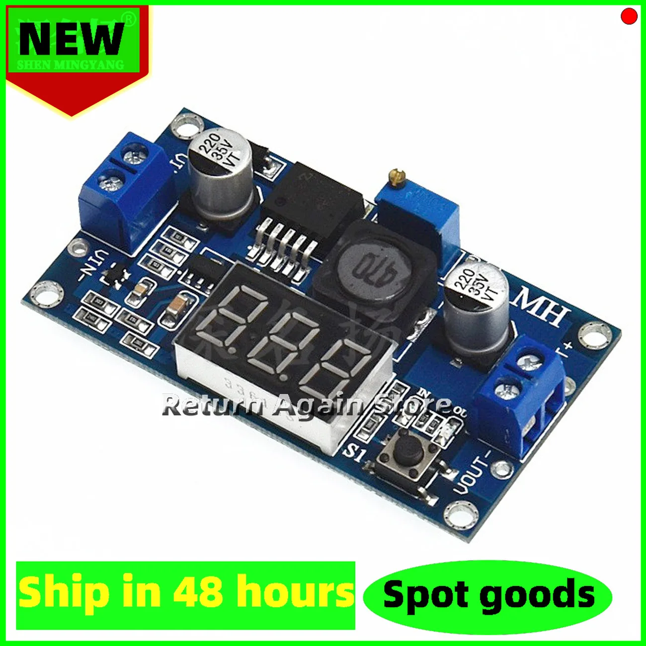 New DC-DC Adjustable Voltage Regulator Module, LM2596 Step-Down Module with Voltmeter Display, Blue Circuit Board