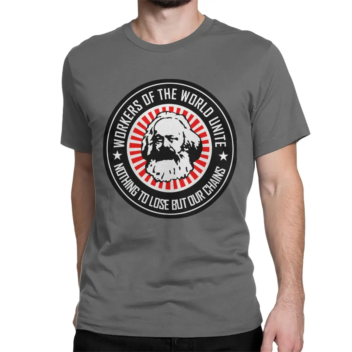 Karl Marx Workers Unite T Shirts for Men Cotton T-Shirts Communism Marxism Socialism Tees Short Sleeve Clothing Harajuku