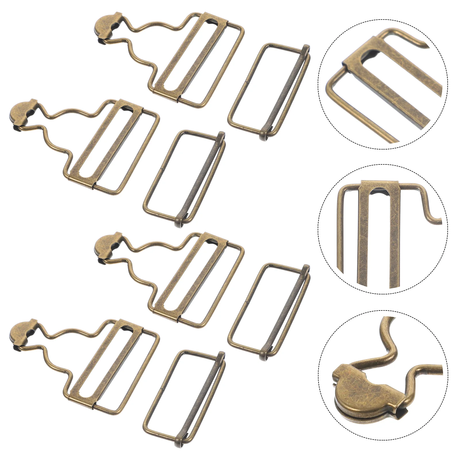 4 Pcs Rectangle Suspender Buckles Bib Pants Buttons Accessories Overalls Metal Gourd Replacement for Old