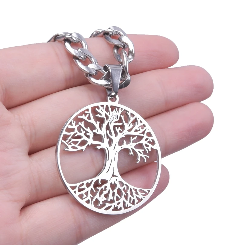 45/50/60/70/80/90 سنتيمتر شجرة الحياة قلادة مجوهرات من صلب لا يصدأ للنساء الرجال الهيب هوب قلادة القلائد Acier Inoxydable هدية