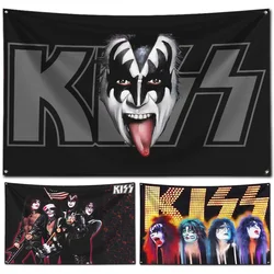 60x90cm Rock Band Kiss Flag Polyester Digital Printing Banner for Garage Wall Art Out Door Decoration