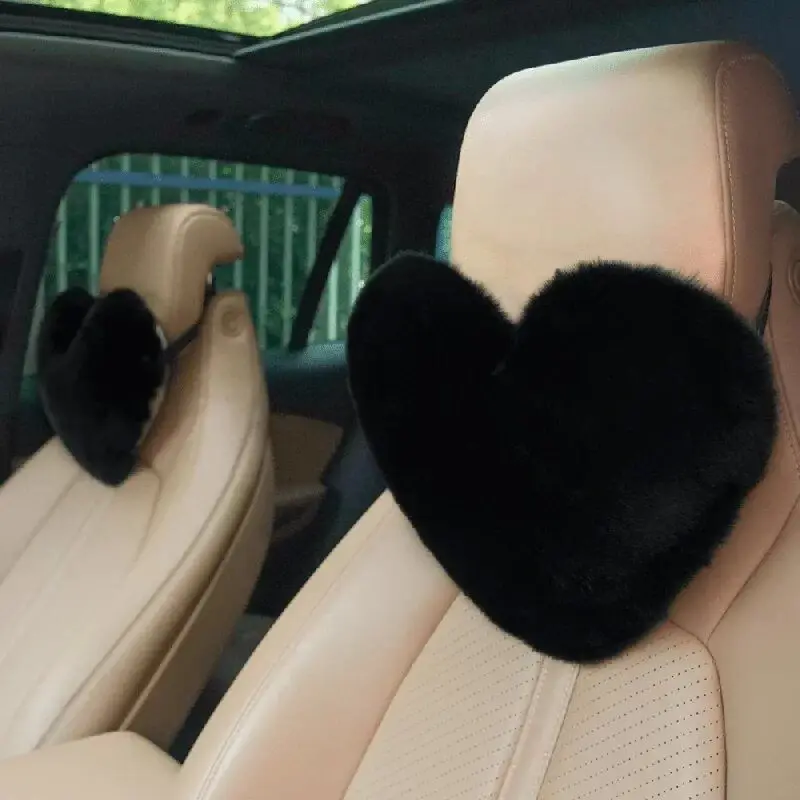 Car Headrests Neck Protectors Love Pillows Waist Pillows, Car Seats Backrests Universal Plush Headrests Imitation Rabbit Hair