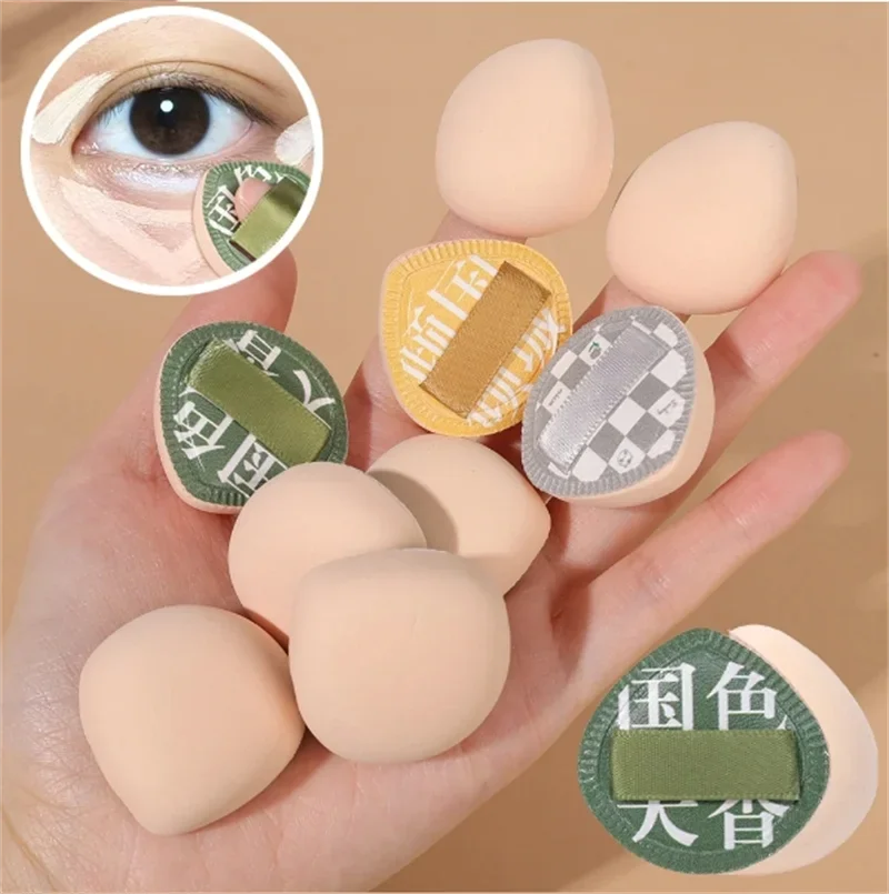 10pcs Finger Mini Puffs Professional Cosmetic Cushion Puff Wet Dry Dual Use Concealer Foundation Detail Puff Sponge Makeup Tools