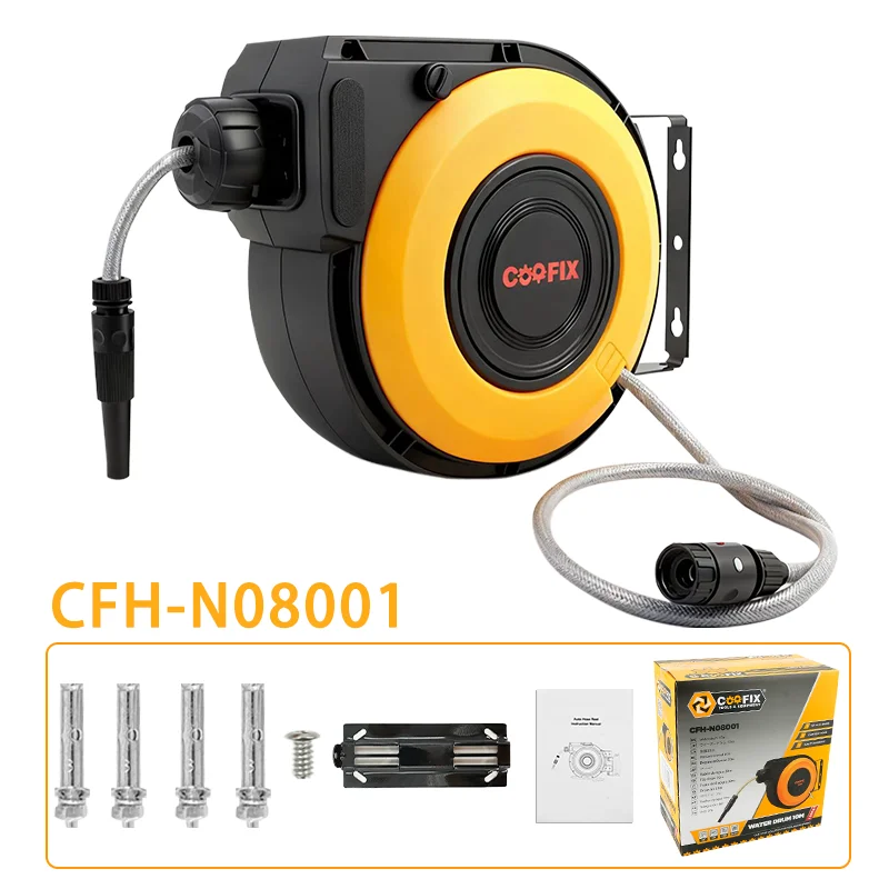 

Coofix Wall Mounted Automatic Garden Hose Reel Retractable Irrigation System Water Garden Hose Reel