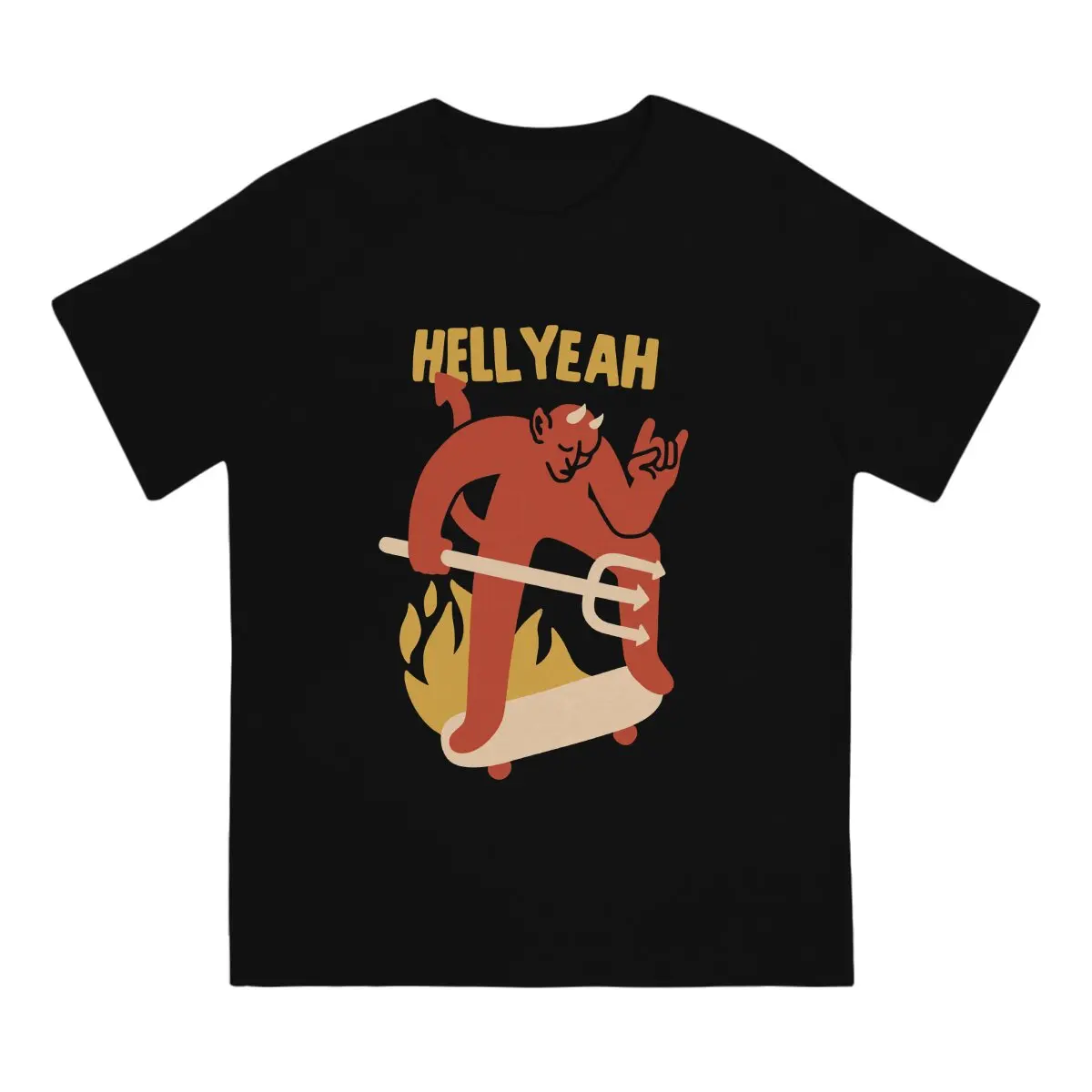 Men's HELL YEAH Devil T Shirts Meme Cotton Tops Leisure Short Sleeve Round Neck Tees Printing T-Shirts