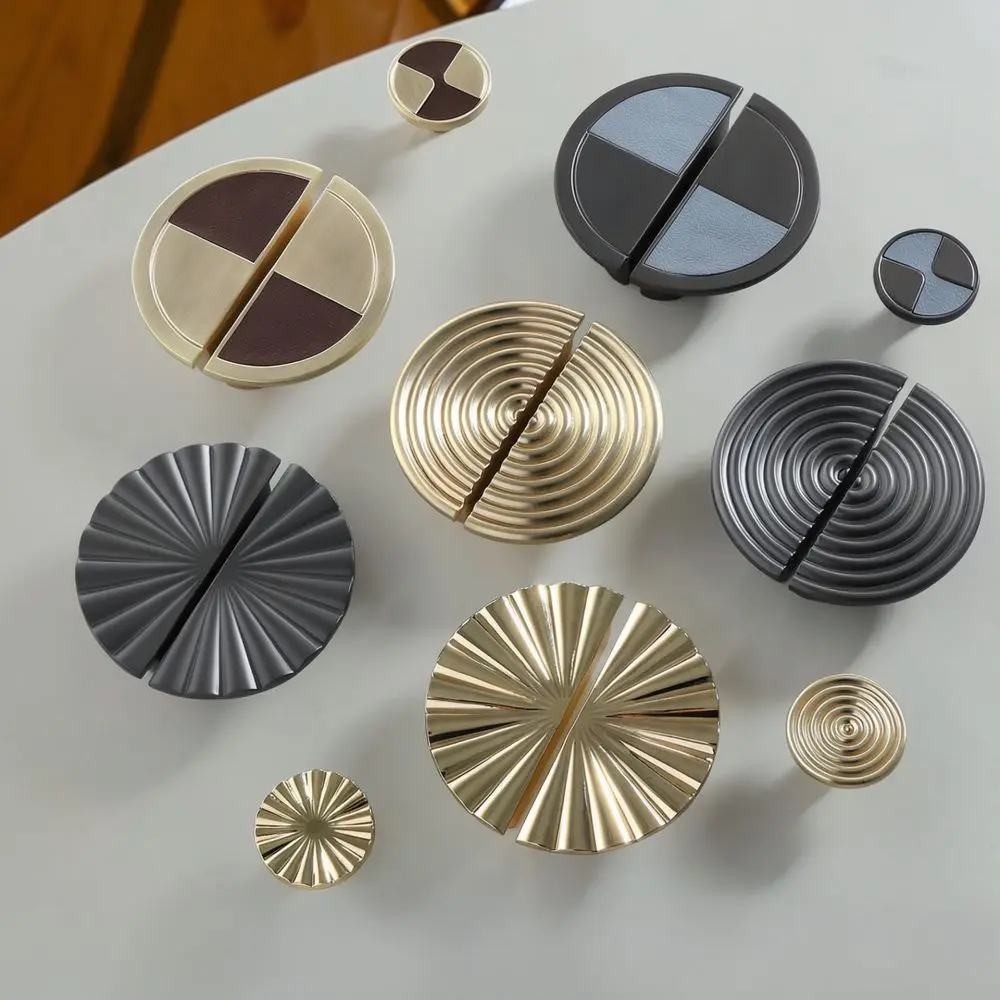 Premium Round Furniture Knobs Modern Zinc Alloy Cabinet Pulls Gold Drawer Handles For Home Closet Cupboard Door Hardware Fix