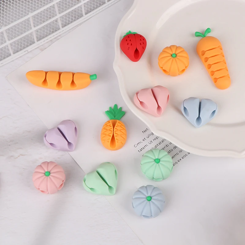 2/4Pcs Cute Love Pineapple Cable Winder Cable Organizer Adhesive Cord Holder Multipurpose Wire Management Clips For Desk Wall
