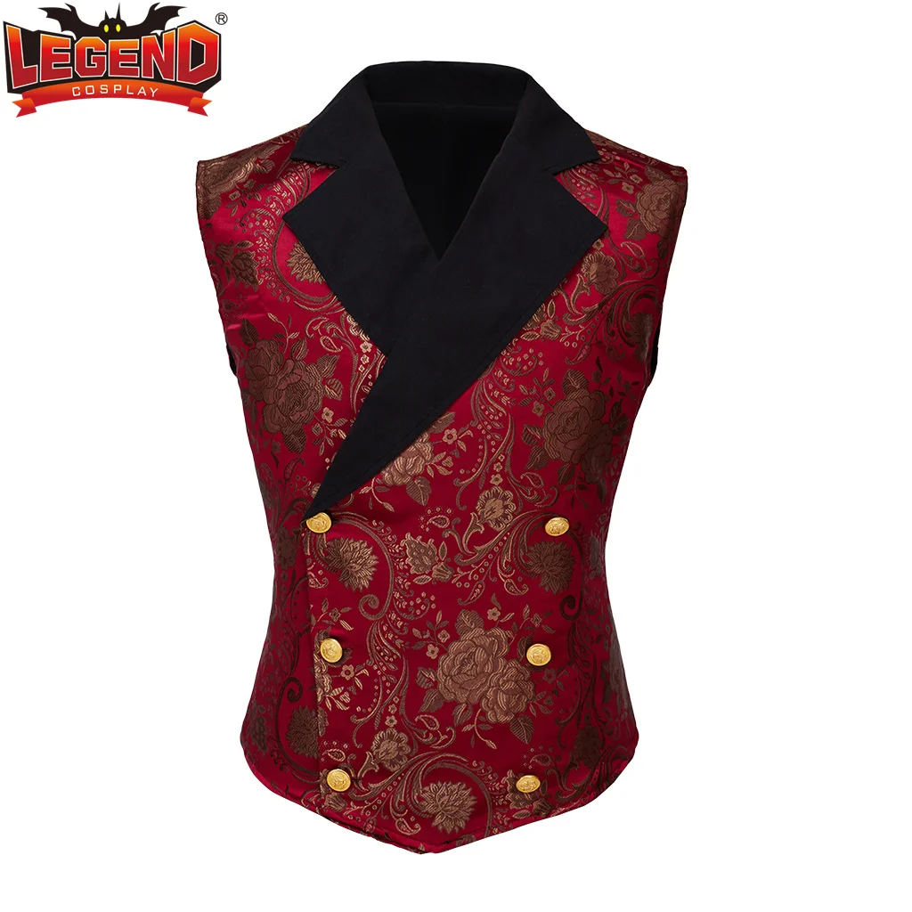 

Mens Victorian Vest Red Double Breasted Waistcoat Floral Jacquard Steampunk Gothic Vest Men Noble Vest Medieval Victorian Gilet