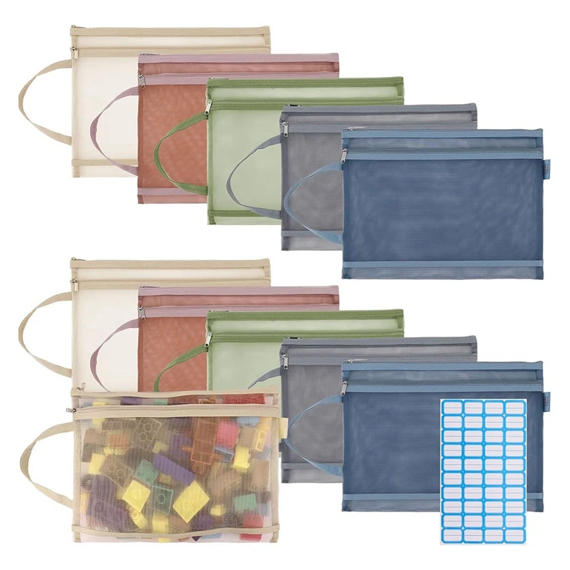 Top!-Mesh Zipper Bags, Double Wall Nylon Mesh Bags For Tabletop Games And Puzzle Storage