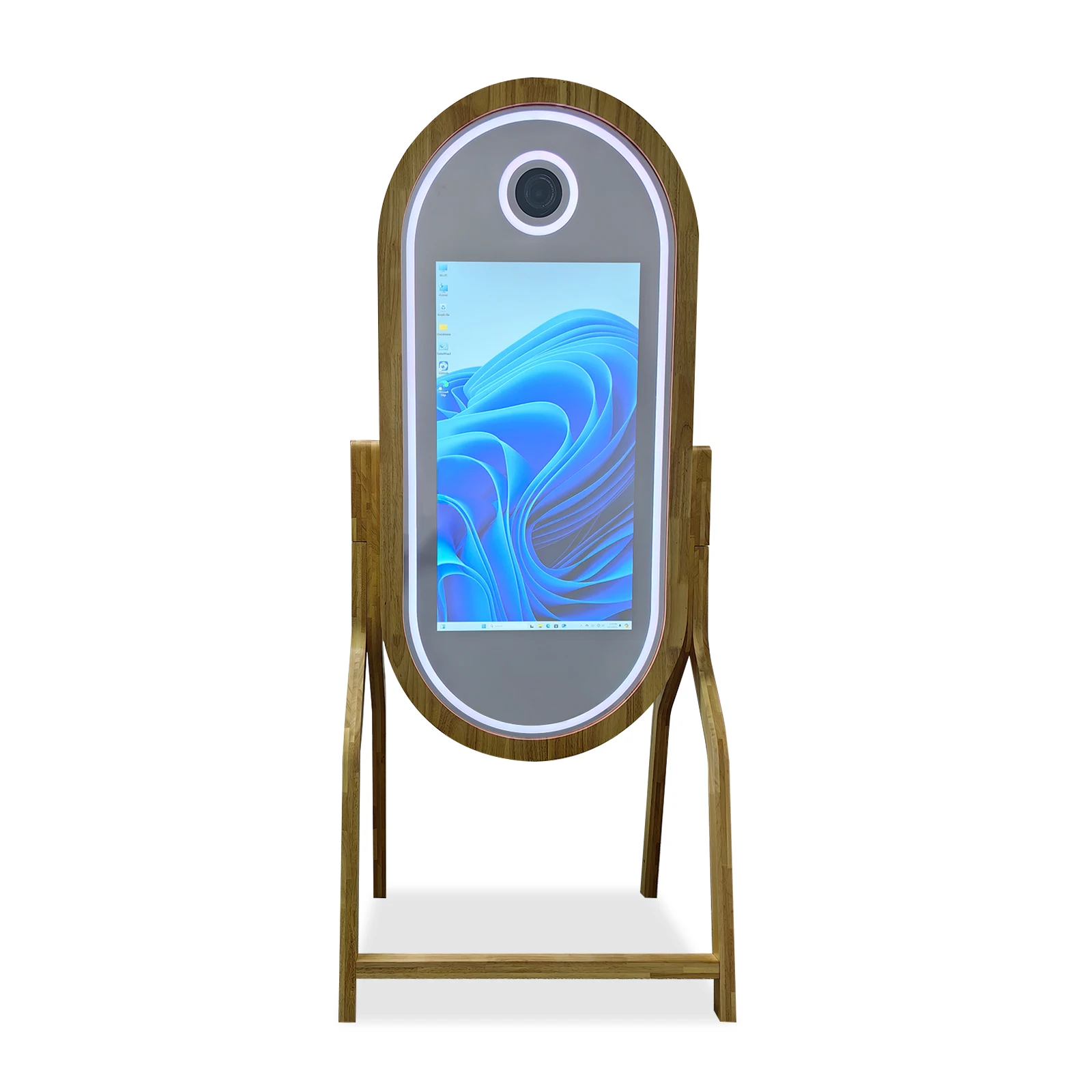 

ZJW high-quality hot selling customized products 2025 Model Digital Mirror Photo Booth Printer New Wood Grain Design Complete Pa