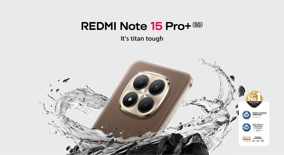 Xiaomi Mobile Phones Redmi Note 15 Pro+ 5G Global Version Snapdragon® 7s Gen 4 NFC 6.83" CrystalRes AMOLED display 6500mAh