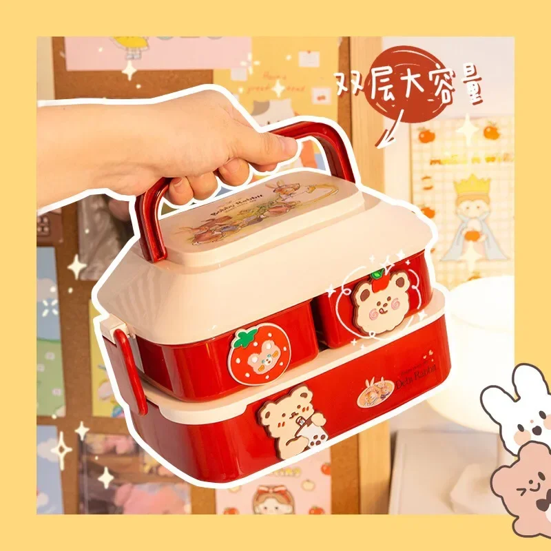 

Portable Plastic Lunch Box with Compartments for Girls School Kids, Microwave Food Box, Picnic Bento Box, Storage Containers