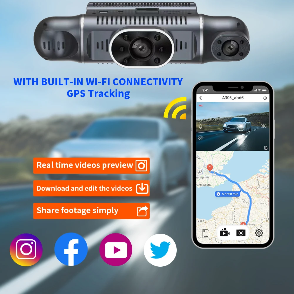 4Lens Car Dvr 1080P for Cars GPS WIFI APP Video Recorder 360° Dash Cam Rear View Camera Parking Monitor Black Box Car Assecories