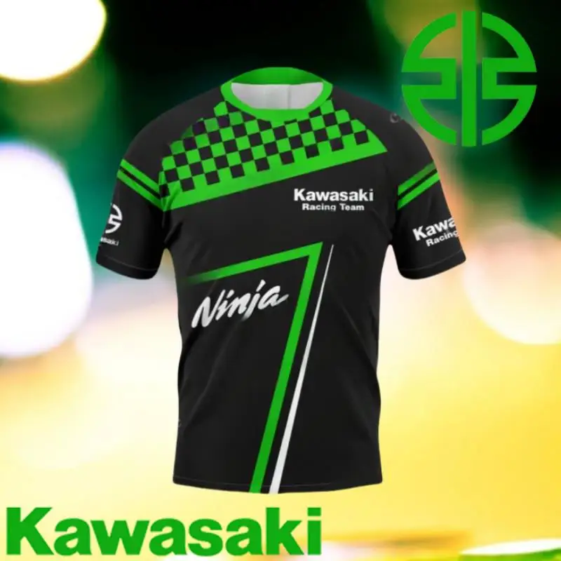 

Kawasaki Мужская мотоциклетная футболка Высококачественный спортивный и досуг Велоспорт с короткими рукавами Удобный и дышащий трикотажный мототоп