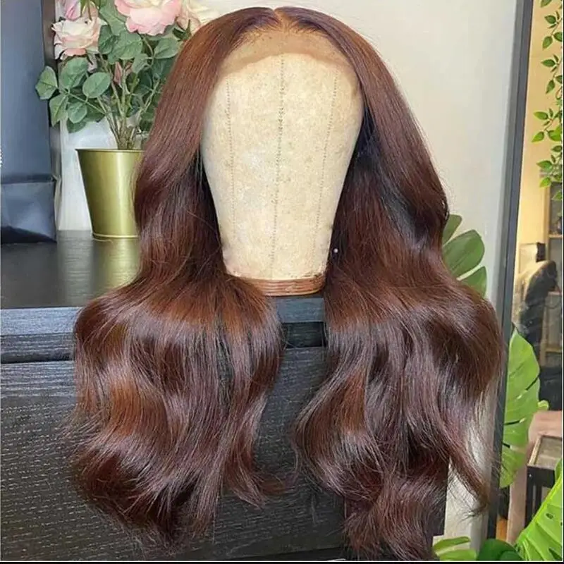 Soft Brown Preplucked 28'' Glueless Body Wave 5x5 Silk Base Jewish Human Hair Wig With Baby Hair HD Lace European Hair Daily Wig