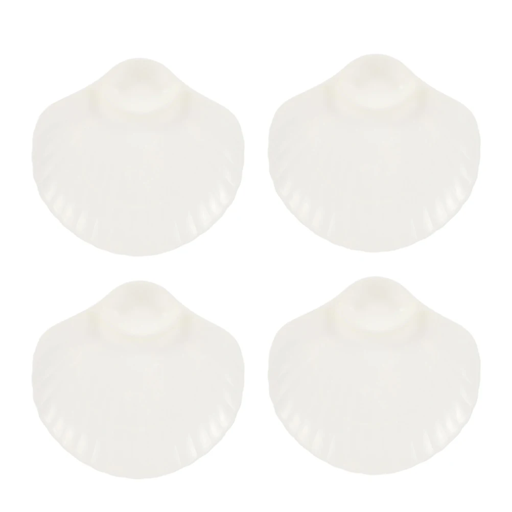 

4 Pcs Shell Shaped Sushi Dumpling Plate Sauce Compartment Snacks Fruits Reusable Safe Material Sturdy Modern Design