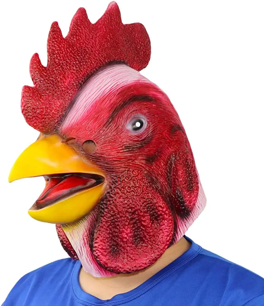 Rooster Mask,Halloween Novelty Costume Party Latex Animal head Mask Chicken Cock Cosplay Props for Costume Party Carnival Prop