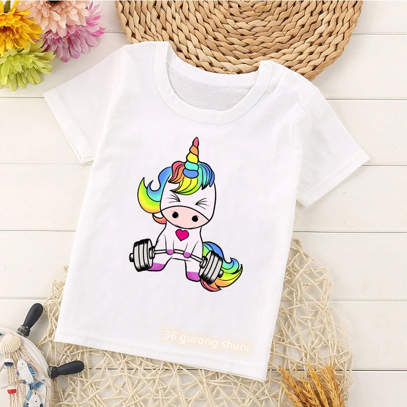 

Rainbow Unicorn Love Book Print T Shirt Girls/Boys Kawaii Kids Clothes Summer Short Sleeved Tshirt Children'S Clothing T-Shirt