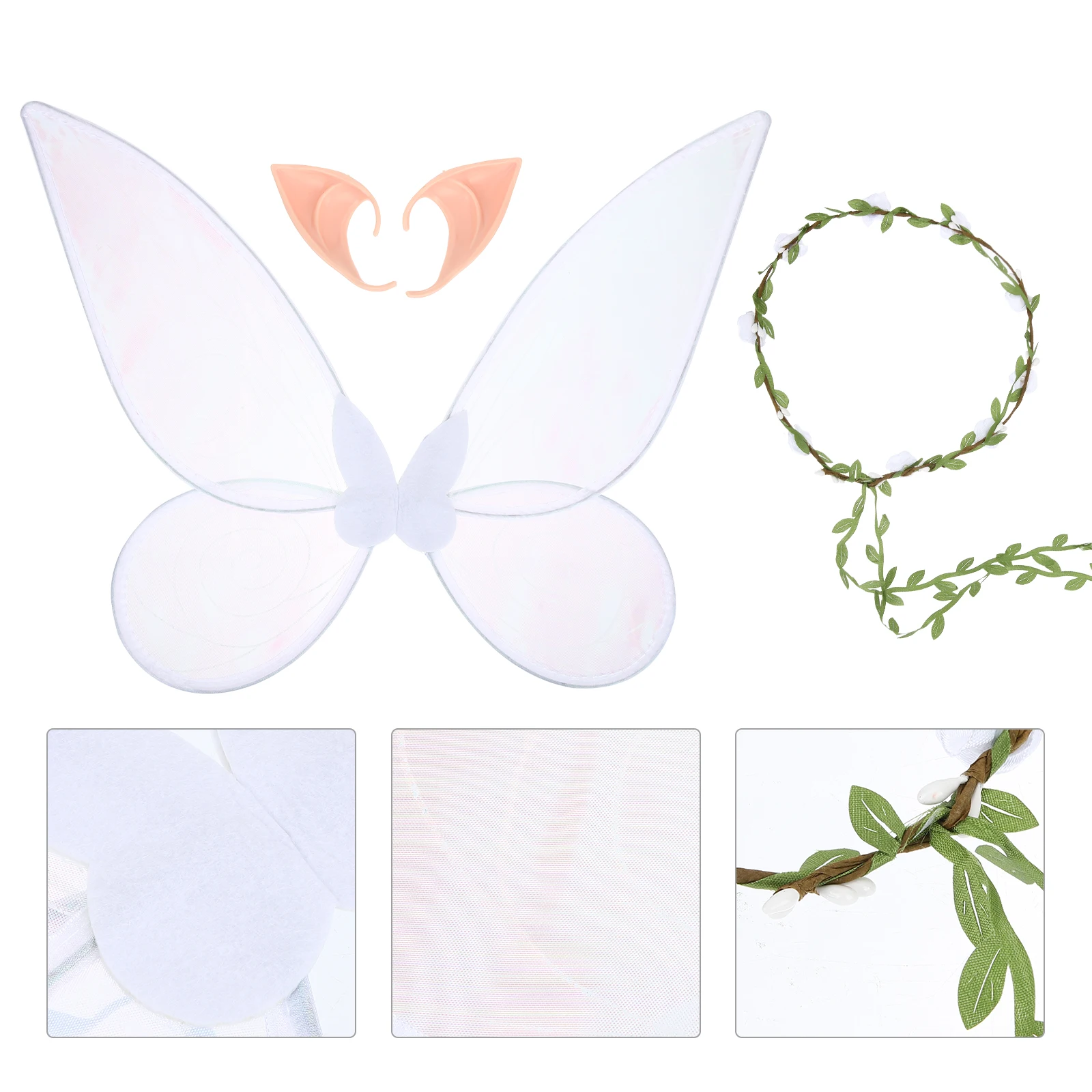

1 Set Fairy Wing Girls Cosplay Party Supplies Elf Ears Flower Headband Light Decoration Kit For Fancy Dress Costume Role Play