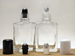 1x 15ml 30ml 50ml 100ml Square Flat Clear / Frosted Glass Roll On Bottle Aromatherapy Liquid For Essential Massage Perfume Oil