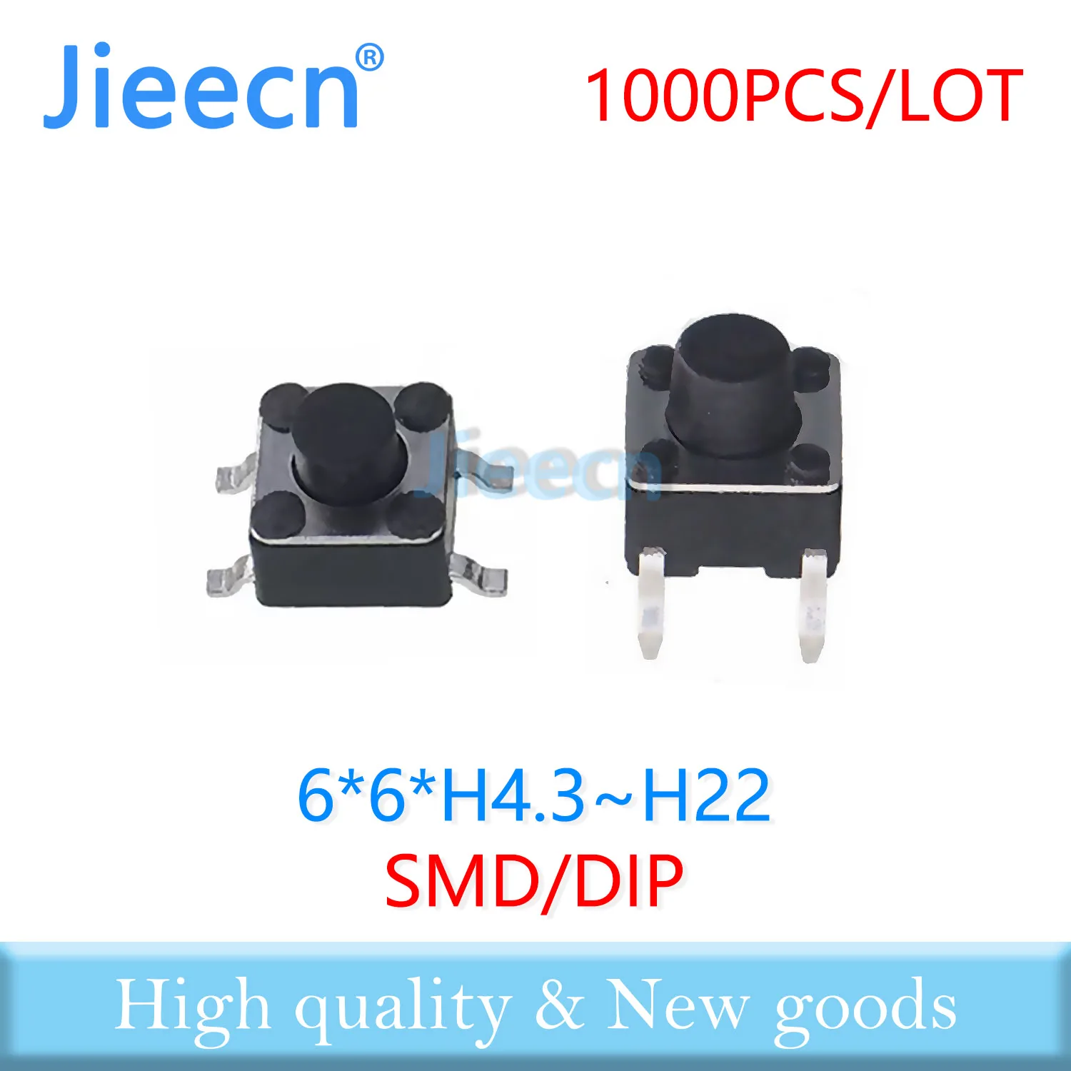 Micro Tact Push Button Switch 1000PCS Copper 6*6 4PIN 12V 6x6x4.3/5/5.5/6/6.5/7/8/8.5/9/10/11/12/13/14/15/16/17/18/19/20/21/22mm
