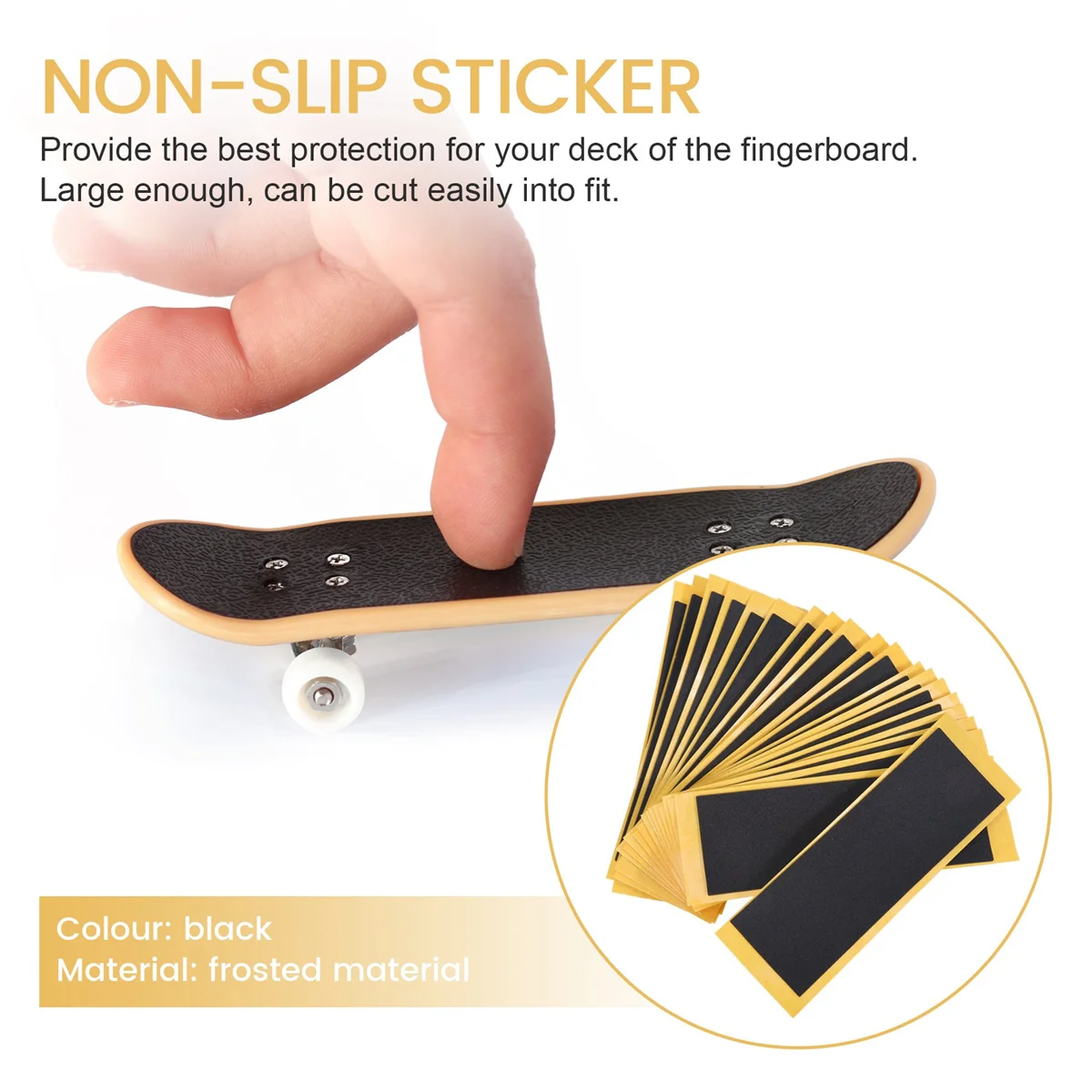 20 Pçs/lote Preto Fingerboard Deck Fita Uncut Adesivos Preto Espuma Grip Tape Adesivos 38mm x 110mm HY