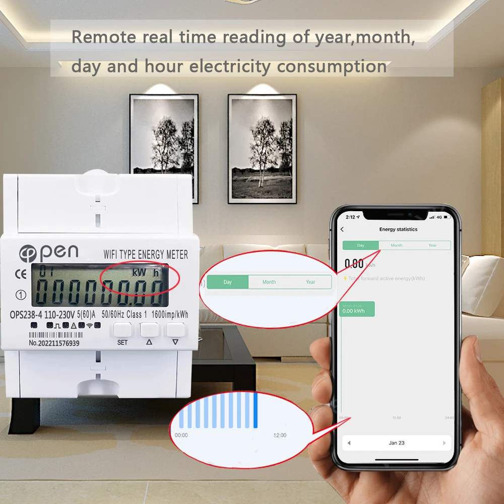 TUYA APP WIFI  remote control Smart Switch with energy monitoring over/under voltage protection for Smart home