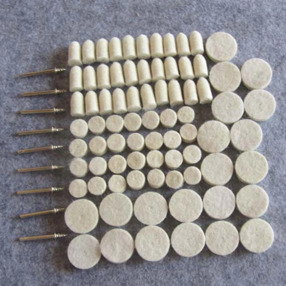 

76pcs Wool Felt Buffing Polishing Wheels Grinding Head Kit For Metal Jewelry Glass Auto Surface Wood Plastic Non-Metal Polishing