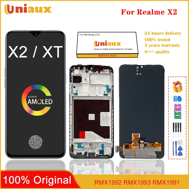 

Original 6.4" For Realme X2 RMX1992 RMX1993 RMX1991 LCD Display Touch Screen Digitizer Assembly For Realme XT RMX1921