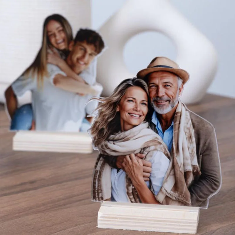 Double Sided Acrylic Photo Statuette Personalized Picture Sculptures Custom Photo Cutouts Unique Photo Gifts for Family Friends