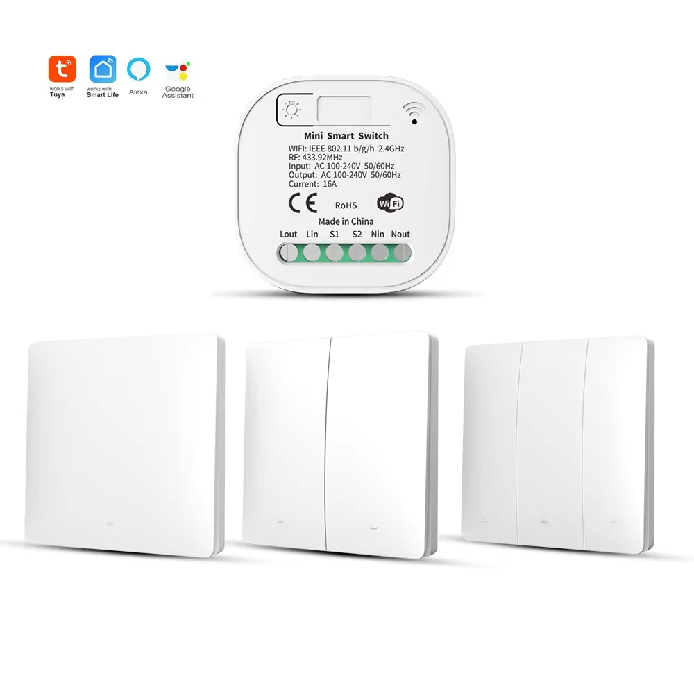 

Tuya Smart Switch No Battery Required Push Button Panel Light Switches WiFi Wireless Remote Timing Relay Aleax Wall Switch