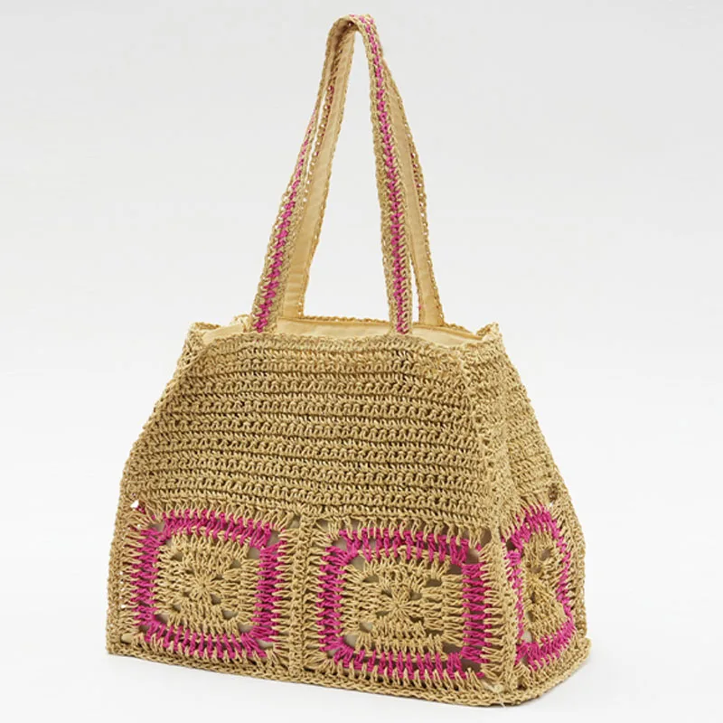 Large capacity tote bag handmade straw woven women bag fashion travel and leisure versatile shoulder bag underarm bag