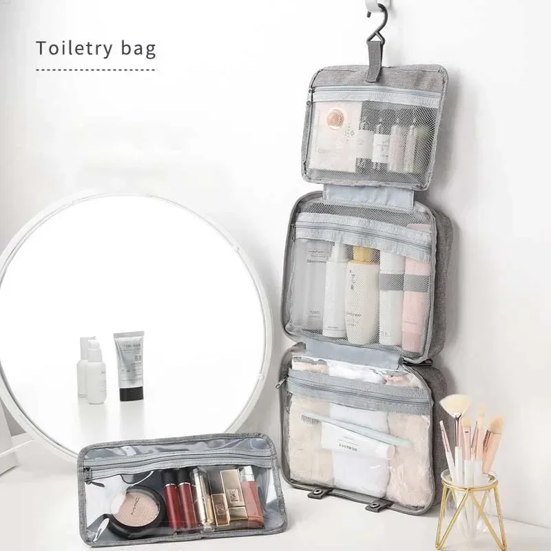 Travel Hanging Toiletry Bag Waterproof Cosmetic Storage Bag Bathroom Beauty Wash Container AccessoryTowel Wet Dry Separated Bag