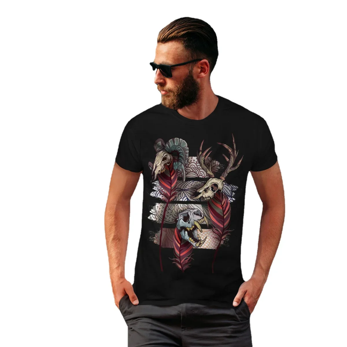 

Beast Animal Gothic Design Graphic Printed T-Shirt 100% Cotton O-Neck Short Sleeve Summer Casual Mens T-shirt Streetwear