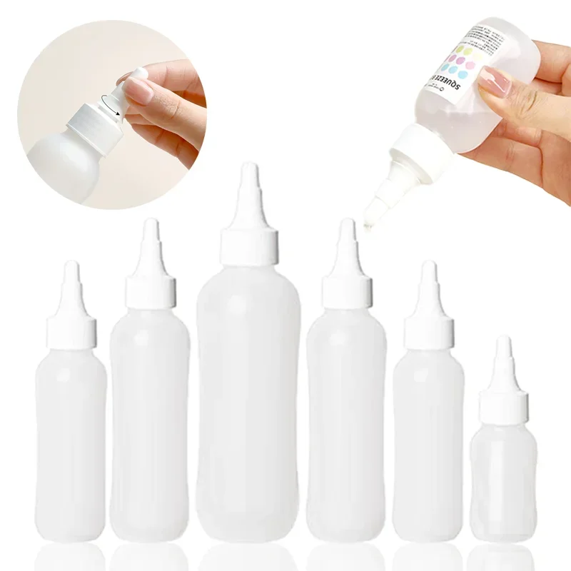 

100pcs 50-200ml Empty Plastic Squeeze Bottles with Pointed Mouth Refillable Bottle Kitchen Soy Sauce Food Grade Liquid Dispenser