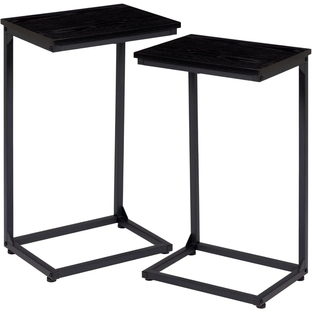 

C Shaped End Table Set of 2 Couch Tables That Slide Under, TV Trays, Side Tables for Living Room, Snack Table for Small Space,