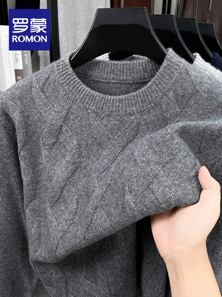 

Rn round Ne Knitwear Men's Color Casual Inner Wear Base Layer Pullover Sweater Soft Polyester Blend Long Sve