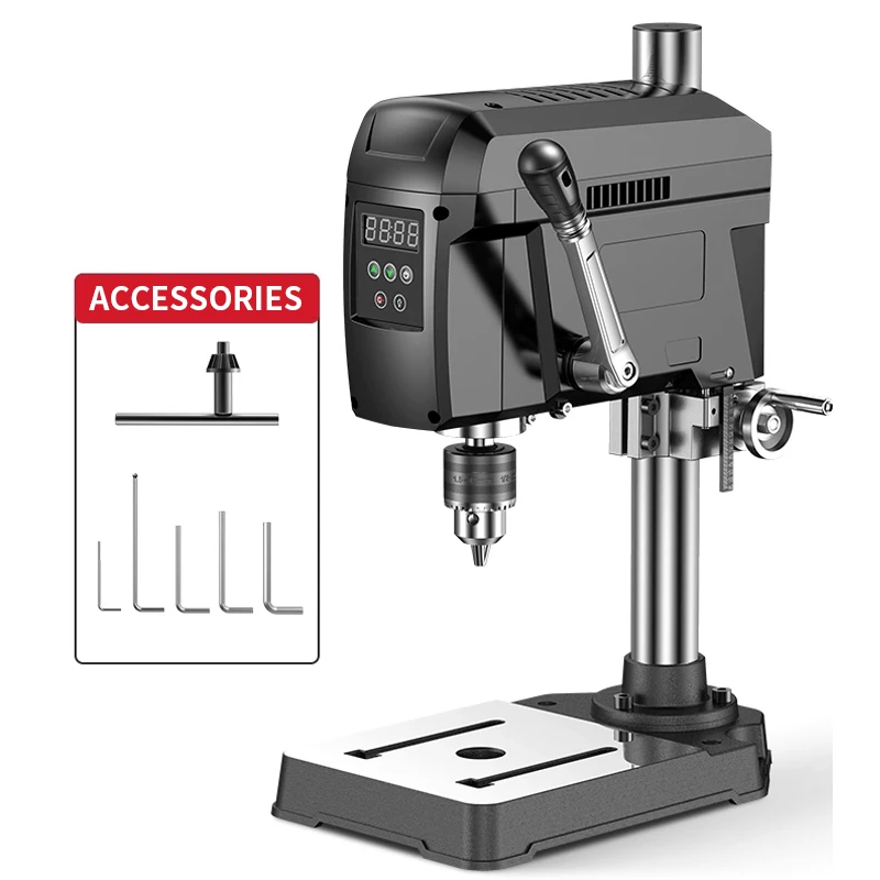 NFushless Digital Display Bench Drill Compact Home Use Drill Press 220V High-Power Drill Press Bead Making High-Precision Drilli
