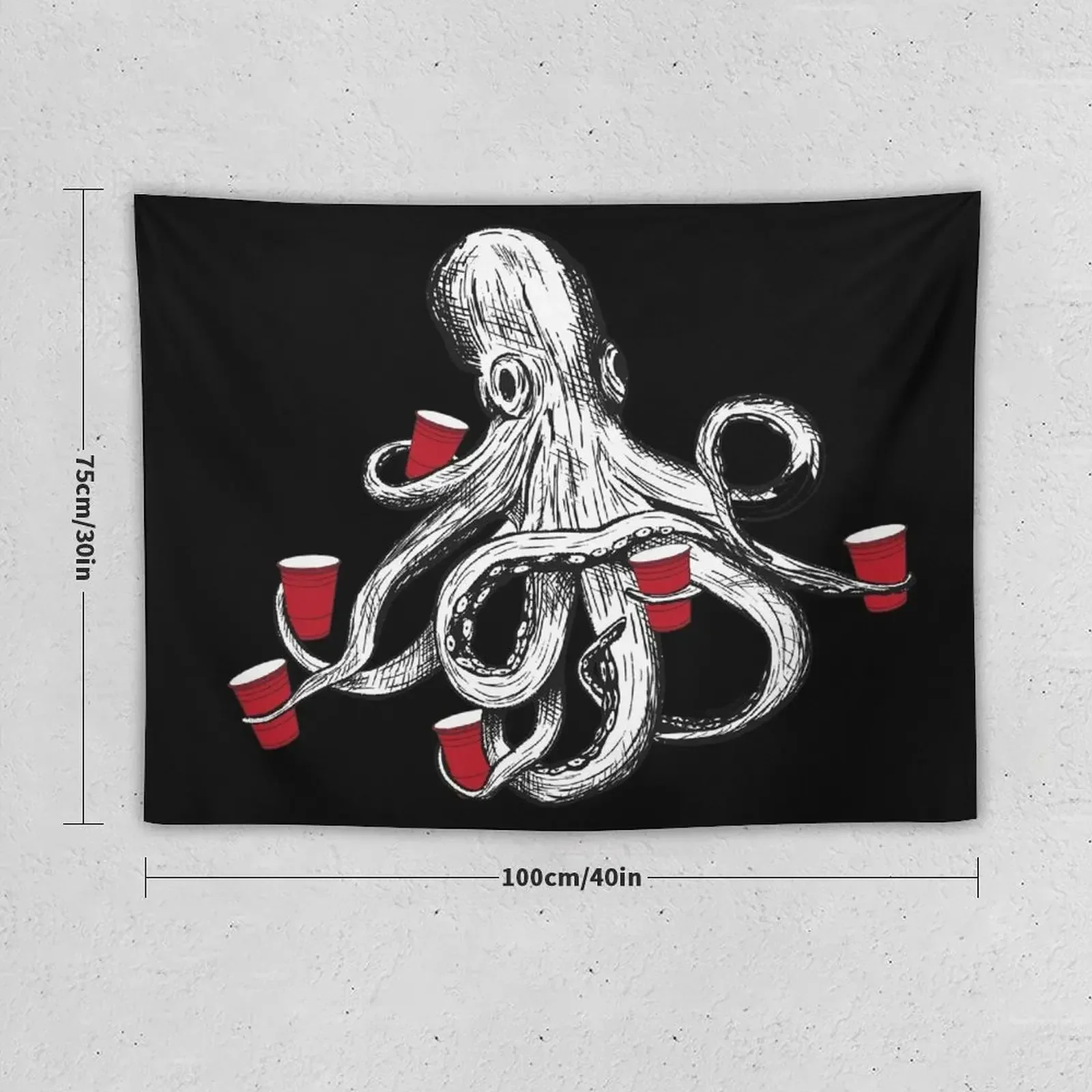 Octa-fisting Octopus Red Cups Tapestry Bedroom Deco Outdoor Decor Tapestry