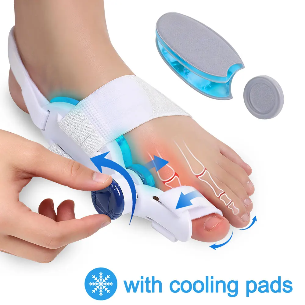Toe Splint Bunion Adjuster with Cooling Pad Adjustable Big Toe Valgus Support Tool for Both Feet Straightening Orthopedic Thumb