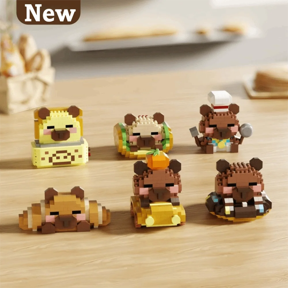Mini Capibara Bouwsteen Cartoon Design Hond Styling Puzzel Bouwstenen Plastic Schattige Dieren Micro Capibara Beeldjes